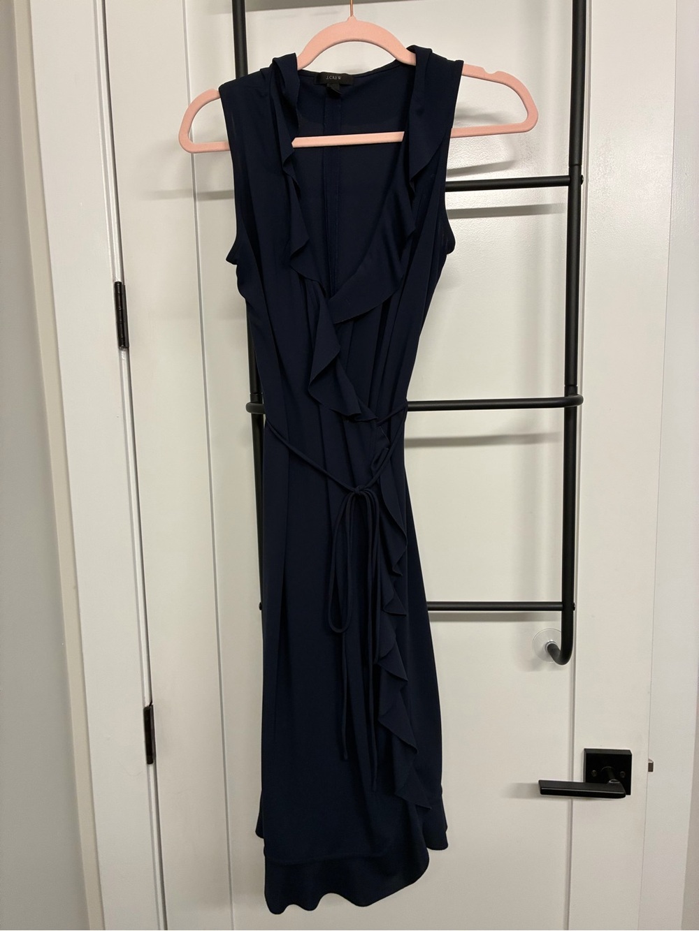 Navy Tie-Waist Wrap Dress